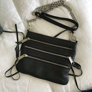 Rebecca Minkoff black & silver crossbody clutch